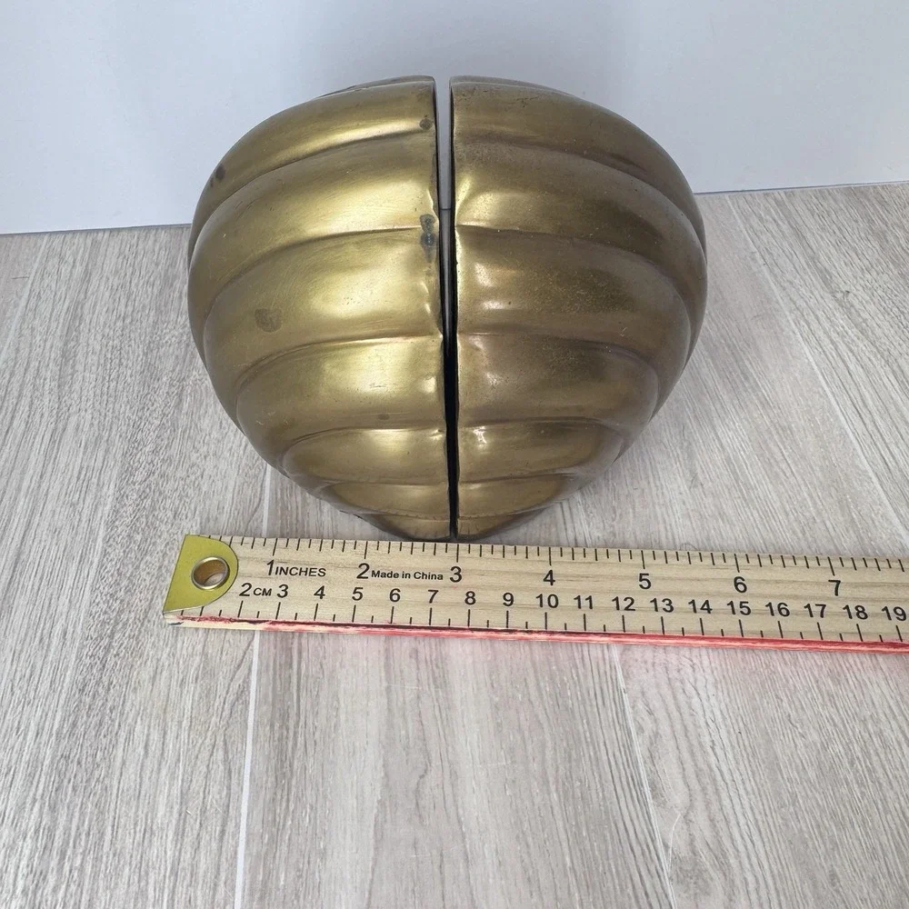 Vintage Brass Shell Bookends Heavy Coastal‎ Nautical Decor 5in Set Pair